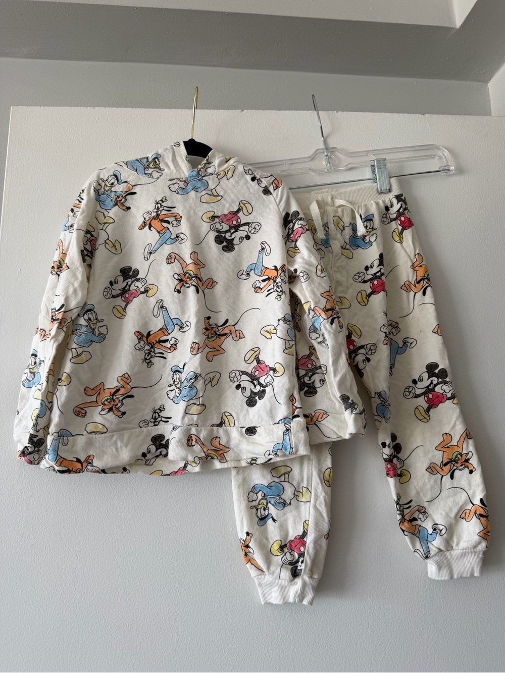 Disney Junior Mickey Mouse & Friends 2-Piece Hoodie Joggers Set Cream 4T